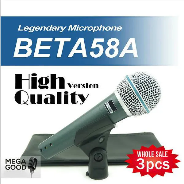 Microfono 3 قطع عالية الجودة نسخة بيتا 58 a صوت كاريوكي ميكروفون ديناميكي محمول BETA58 microfone beta 58 a mic free mikrafon