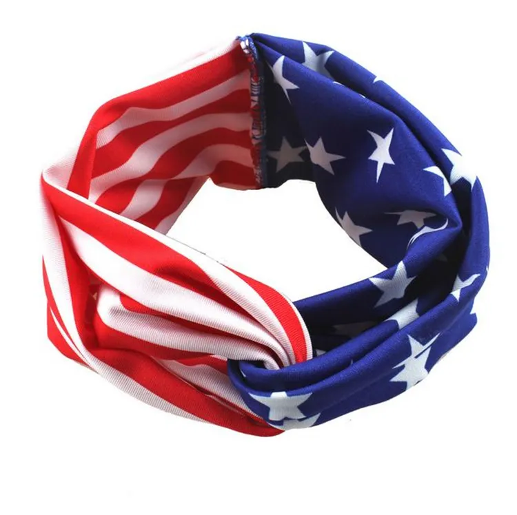 Baby Star Stripe National Flag Bowknot Headbands Girls Lovely Cute American Flag Hårband Headwrap Barn Elastiska Tillbehör 2782