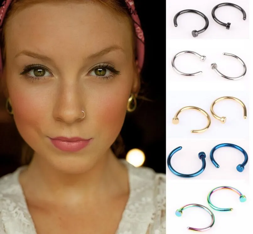 Vrouwen Nostril Neus Hoop Rvs Neus Ringen Clip op Neus Body Ring Fake Piercing Sieraden Lichaam Sieraden 5 Kleuren