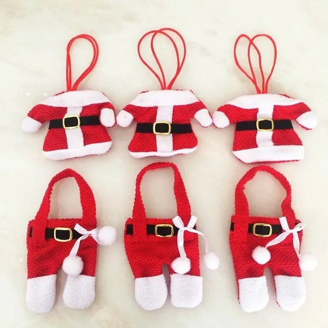 Рождество санта одежда посуда кухонные столовые приборы держатели костюма карманы ножи люди рождественская посуда одежда и брюки бесплатно DHL