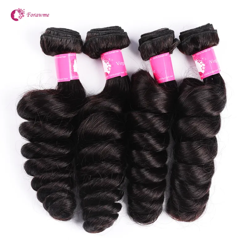 Rabatt 10Bunder / Parti 8a Virgin Brasilian Loose Wave Hair Weave 1B Naturlig Svart Human Remy Haft Weft För Kvinnor