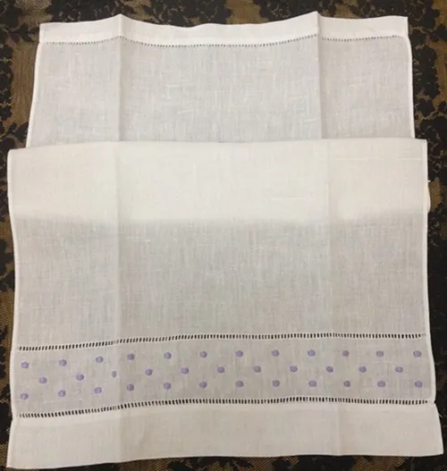 Home Textiles Towel 14"x22"white Linen Vintage & Holiday Guest Towel with Embroidery Light purple Dot For Occasions