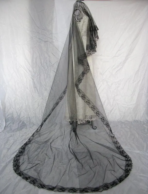 Nouveau en Stock Simple élégant une couche blanc ivoire noir voile de mariage voiles de mariée trois mètres de longueur cathédrale sans peigne