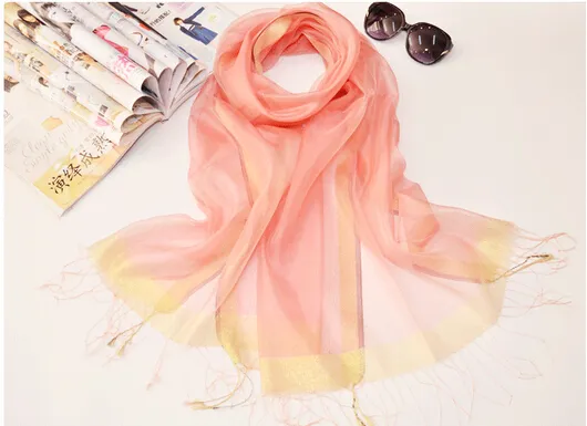 10st Höst New Fashion Woman Silk Scarf Solskyddsmedel Pure Färg Scarf Ladies Mulberry Silk Scarf Scarf 200 * 90cm Gratis frakt