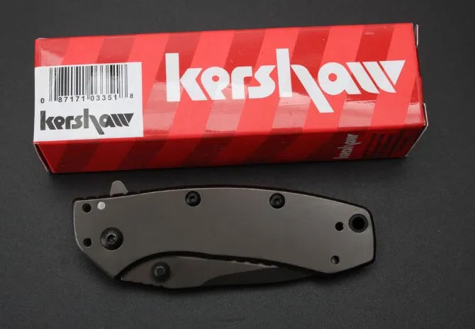 Kershaw 1555TI Tactical Folding Knife Hinderer Design Flipper Camping Hunting Survival Pocket Knife Utility EDC Tool 