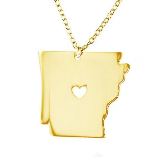 Collana personalizzata Arkansas, carta collana personalizzata, gioielli in oro placcato con carta, personalizzato con una condizione cardiaca