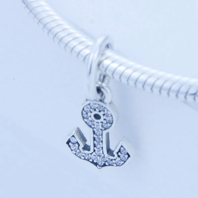 Perles en argent sterling 925 authentiques, symbole de stabilité avec un bracelet transparent en Cz, convient aux bijoux Pandora Bracelets Collier / 