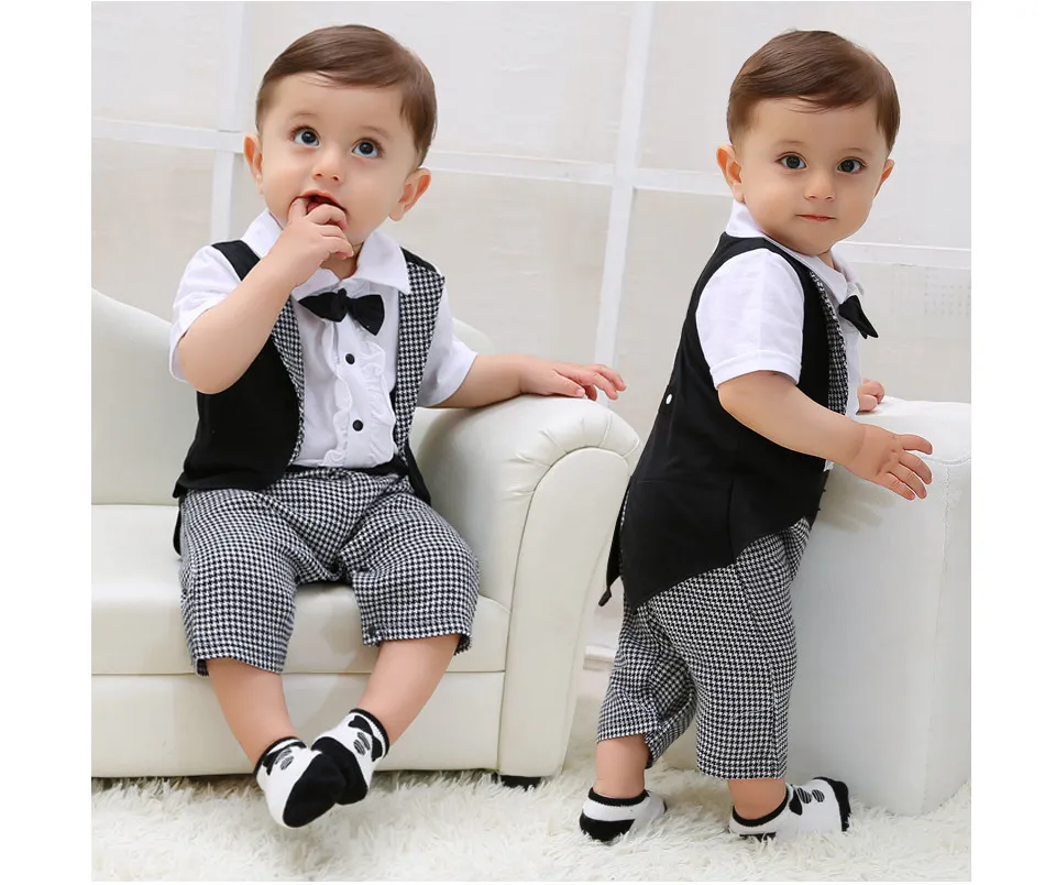 Traje Para Del Smoking Del Bebé Muchachos Nacidos Una Sola Pieza Rompers Bebé De La Ropa Formal Del Del Mono Del Mono Bebes De 12,91 € | DHgate