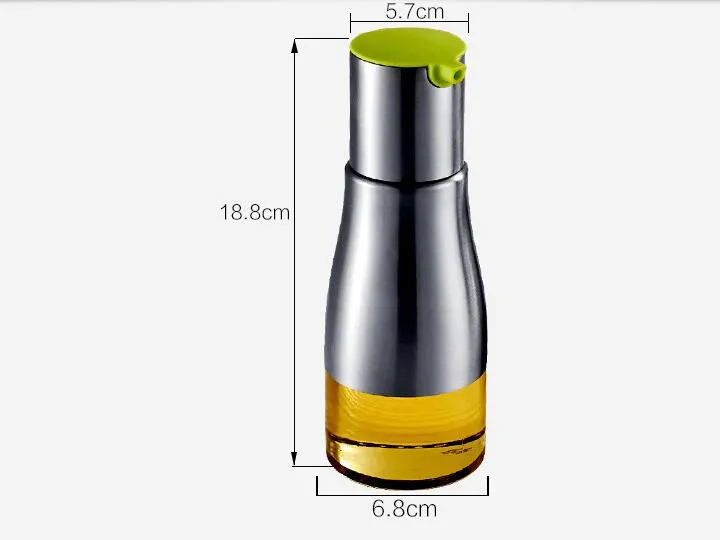 Funktionell olivoljeflaska sojasås vinäger krydda förvaring kan glas botten 304 rostfritt stål kropp kök matlagningsverktyg1143280