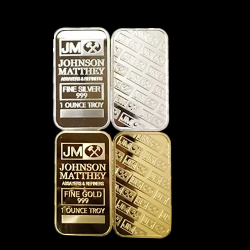 50 peças emblema americano não magnético Johnson Matthey JM uma onça 24K moeda de lembrança de metal banhado a ouro real com ser6242730 diferente