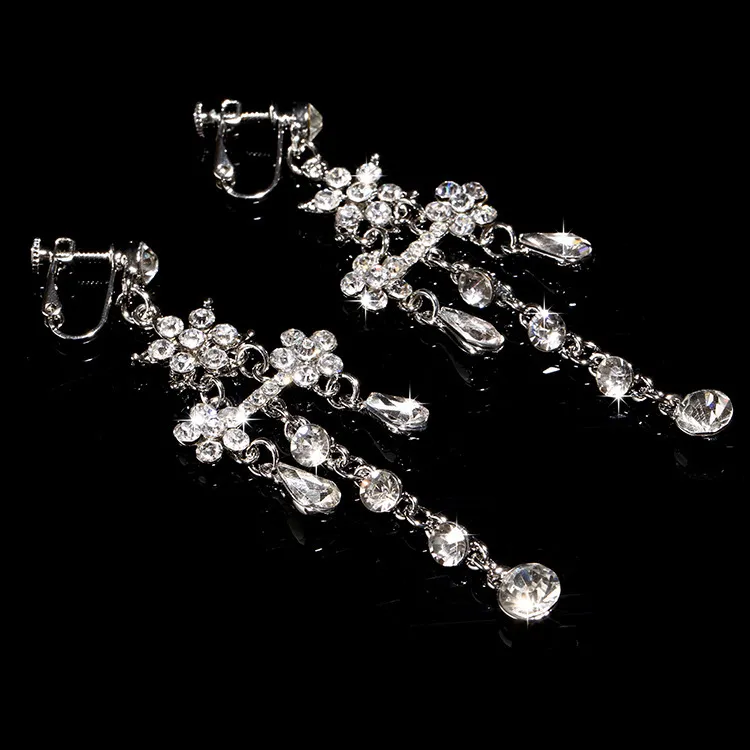 Işıltılı bling kristalleri elmas kolye takı setleri gelin küpeler rhinestone kristal parti düğün aksesuarları