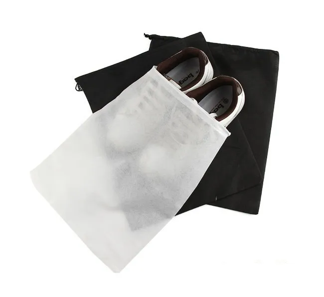 Hot Sales Travel Lagring Sko Dammsäker Tote Dammpåse Väska Svart / Vit Non-Woven Travel Sko Storage Bag