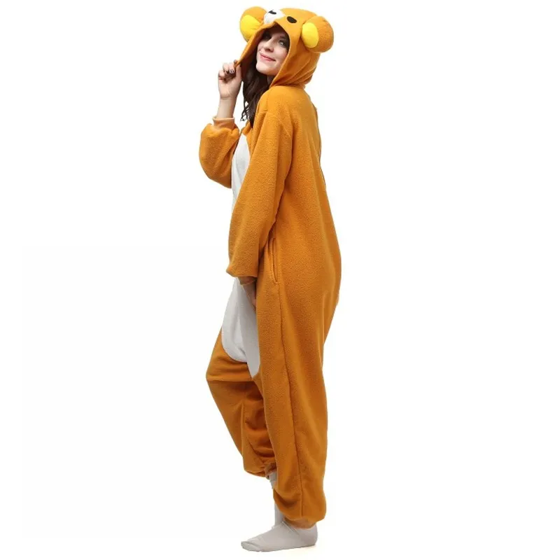 Well Made 2016 NOVO Fleece Rilakkuma Bear Kigu Pijama Anime Cosplay Costume Unissex Adulto Onesie Sleepwear Cartoon Bear Macacão Fr334W