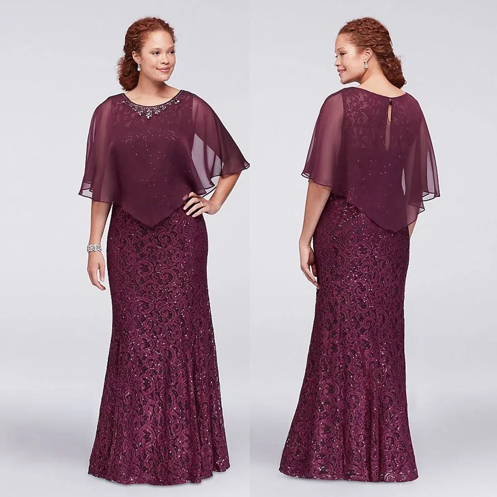 Borgonha plus size vestidos formais de renda com envoltório frisado de jóias gargalo sereia vestidos de noite barato comprimento do chão vestido de baile