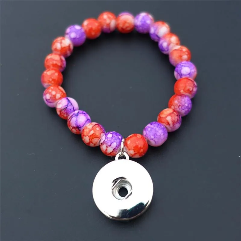 New fashion Kids Girls 15cm Length Glass Beads Noosa Chunks Metal Ginger 18mm Snap Buttons Bracelet Jewelry Mix Colors Wholesale