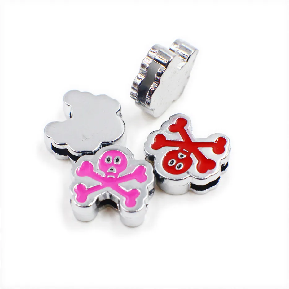 8mm slide charms Halloween crâne en gros DIY charms SL120 Interne Dia.8mm fit 8mm bande en gros livraison gratuite