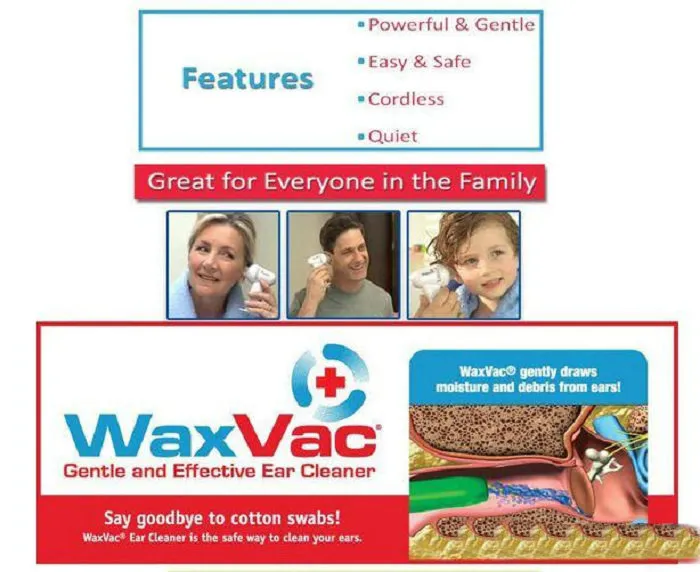 Продвижение Wax Vac Electric Cornless Вакуумное ухольное уборное ухо Wax Безопасное средство для удаления легкого Безболезненного инструмента Силиконовые советы Ухо Безопасный чистый Сухой