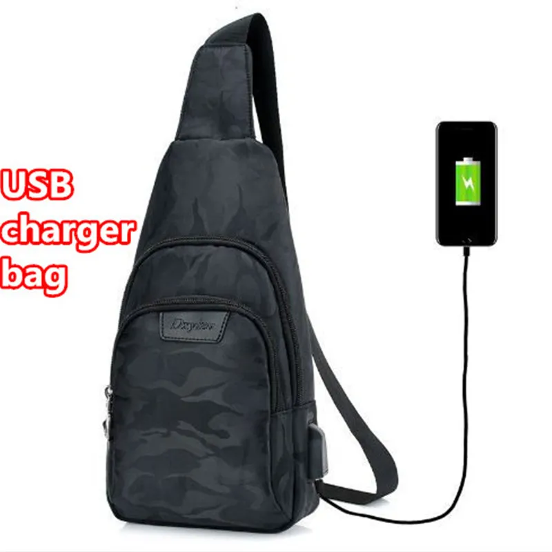 Homens criativos pacote de peito homens single-ombro sacos cross body Back Pack com built-in USB de carregamento ao ar livre no peito saco out297