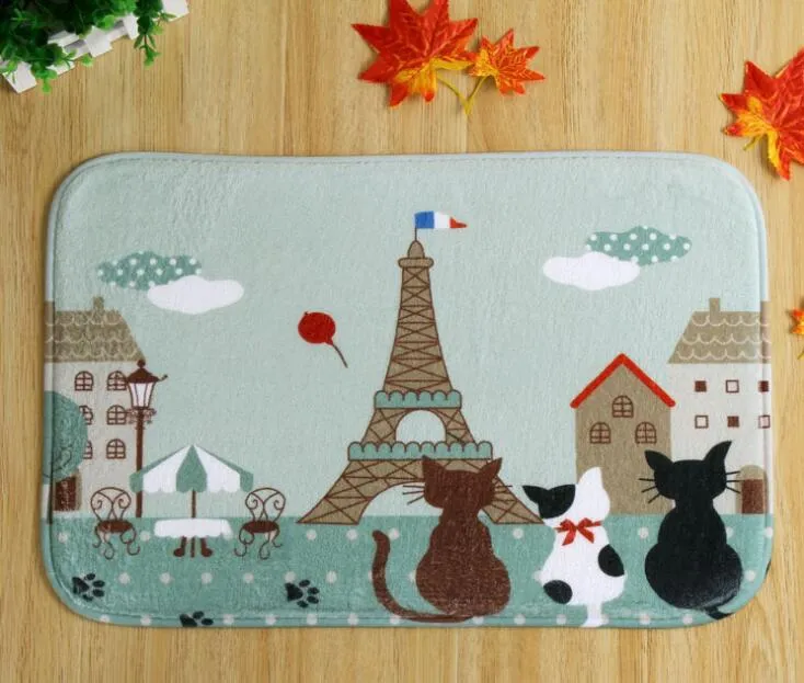 Tapis de bain en forme de ballon, série tour Eiffel, antidérapant, en molleton de corail, pour salle de bain, chambre à coucher, paillasson en ligne, 40x60cm