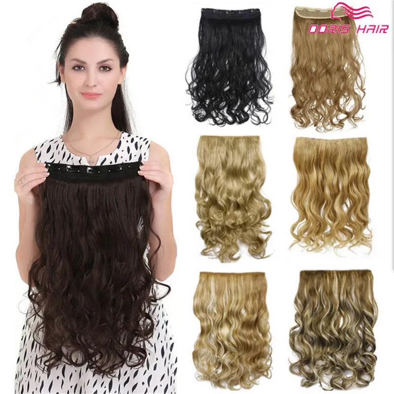 Best quality Clip in hair extension 5clips one pieces 130g full head body wave 30color brown blond in stock synthetic hair fast shipping