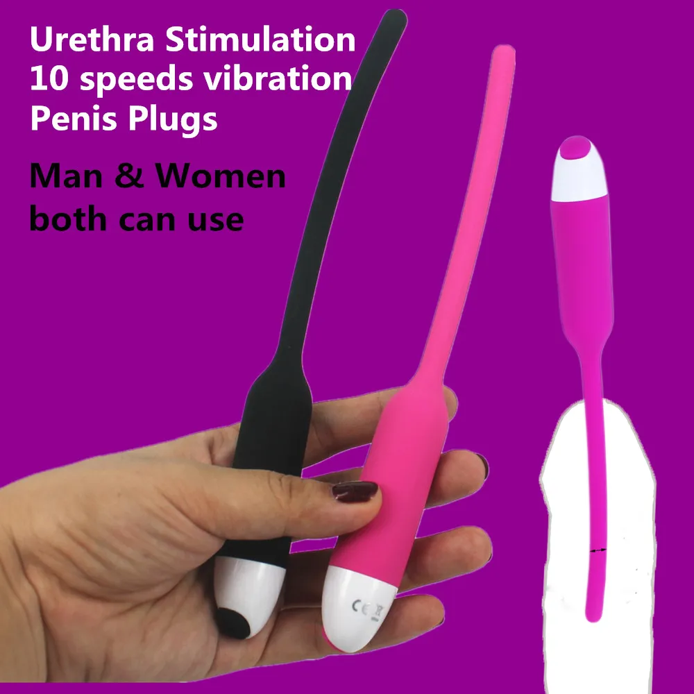 Męski stymulacja cewki Uretra Wibrator Sex Produkty Silikonowe Uretral Dźwięki Zabawki Cewniki Chastity Urządzenie Wibrujące Penis