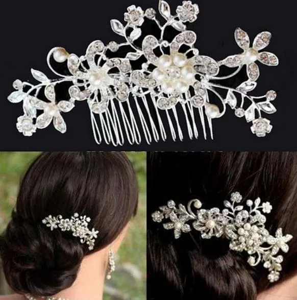 New Hair Accessories Rhinestones Combing Bride Flower Butterfly Hair Comb