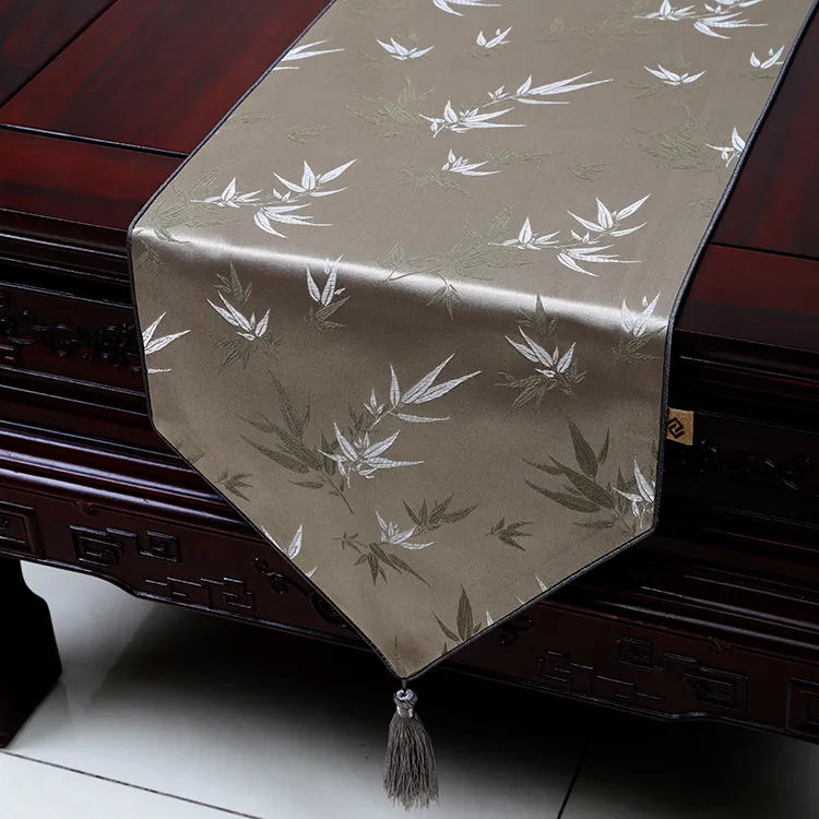 Classic Bamboo Jacquard Table Runner Luxury High End China style Silk Brocade Coffee Table Cloth Dining Room Decoration Table Mats 200x33cm