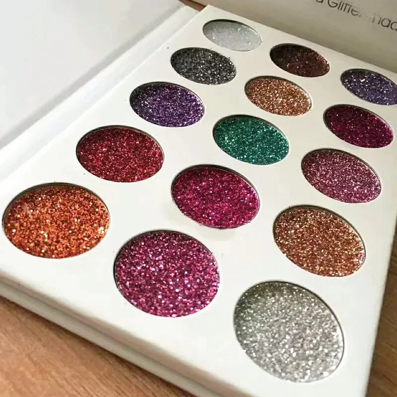 Mode 15 couleurs maquillage cosmétique pressé paillettes fard à paupières palette tout nouveau diamant paillettes déjoué ombre à paupières maquillage palette