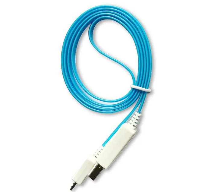 Cavo USB a luce LED visibile 1M / 3FT Noodle piatto Cavi di illuminazione lampeggianti Cavi di ricarica Samsung Galaxy S4 S6 S7 Note 4 5 6 7 Telefoni HTC