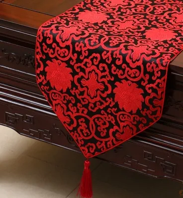 Chiński styl szczęśliwy kwiat stół biegacz luksusowy moda jedwabny brokat prostokątny stół tkaniny wysokiej jakości jadalnia podkładki stołowe podkładka 200x33