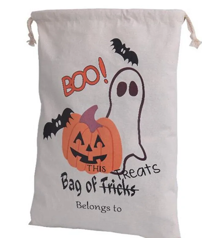 Halloween Cotton Canvas Sack Children favor Candy cloth Gift Bag Pumpkin Spider treat or trick Drawstring Bags Party Cosplay