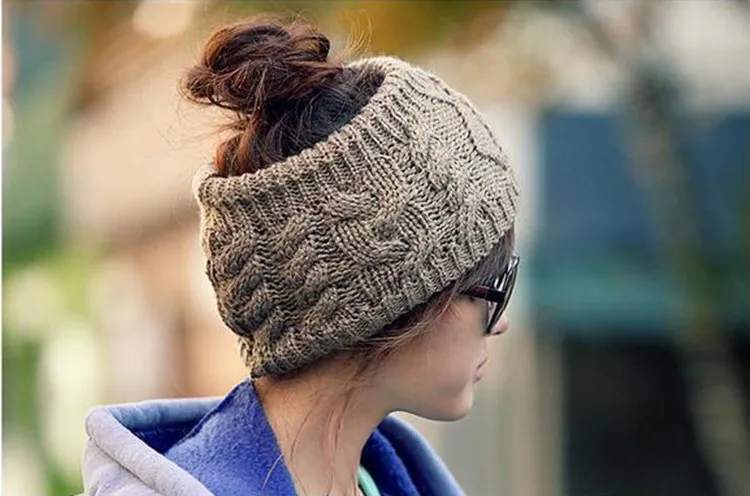 Dropshipping europeu e americano moda rua torcer lã cabelo faixa senhora de malha chapéu headband cabelo vazio