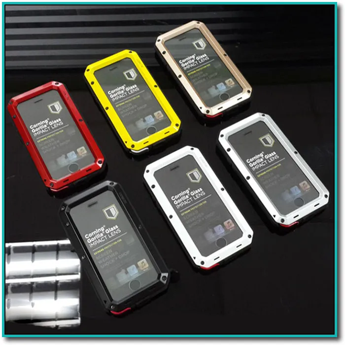 Metallgehäuse für iPhone 12 11xs max Huawei p30 Mate 30 Note 20 S10 S9 PLUS mit gehärtetem Glasdeckel, stoßfestem, wasserdichtem Gehäuse