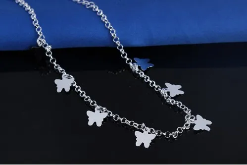 Sterling Silver 925 Kvinnor Anklets Womens smycken Maskiner Butterfly Ankel Armband Charms för armband7265505
