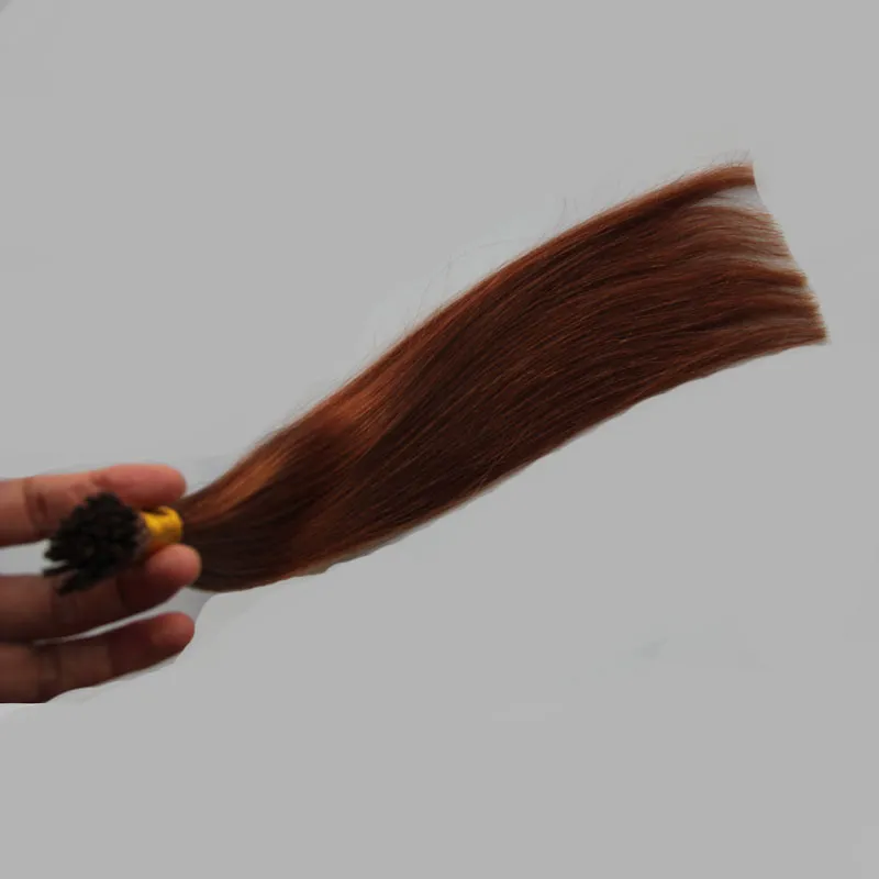 #33 Dark Auburn Brown Brazilian Hair keratin stick tip hair extensions Non-Remy 50g I TIP 50s keratin stick tip human hair