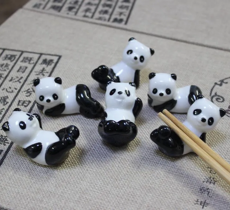 100 Pezzi Bacchette Panda in Ceramica Supporto Supporto Cucchiaio in Porcellana Forchetta Coltello Riposo Rack Home Ristorante Hotel Tavolo Decorazione della Scrivania Adorabile