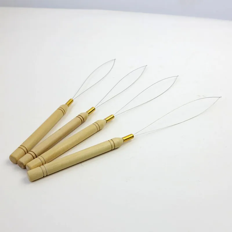 Pulling Needle Loop Threader Wooden Handle Needles For Micro Bead