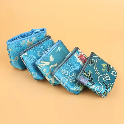 Patchwork Craft Small Drawstring Bucket Bag Jewelry Gift Bags Travel Storage Silk Brocade Lavender Sachet Tea Favor Bags Packaging Pouch