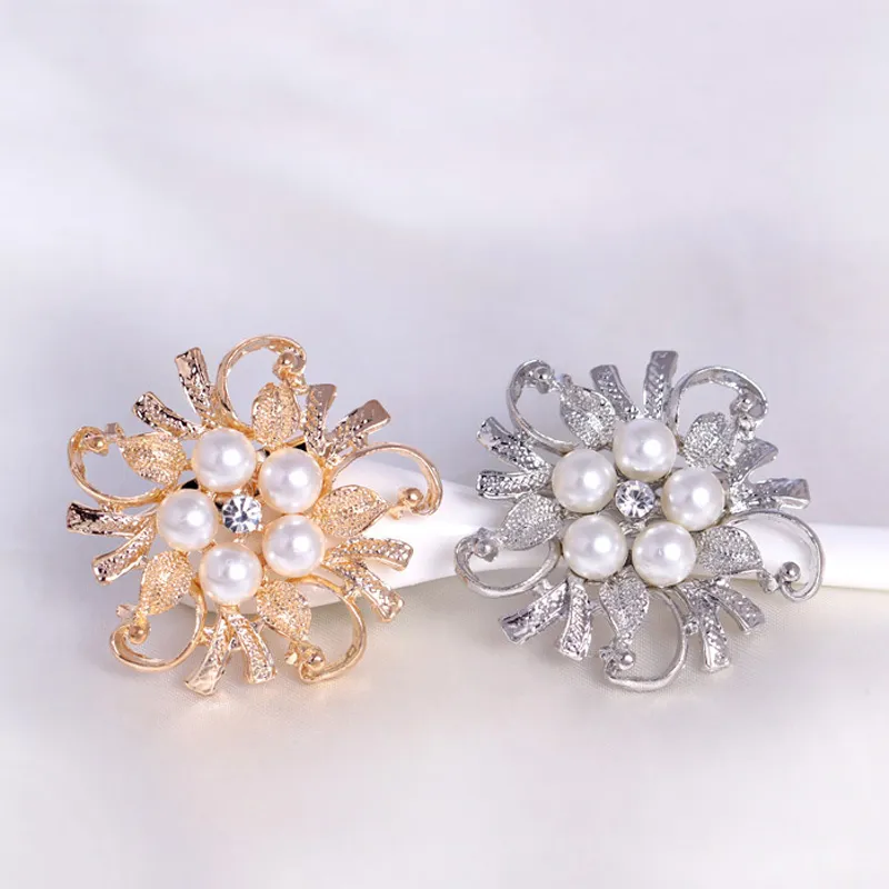 Flower Bouquet Pearl Brooch pin diamond brooches Party Business suit dress top Corsage for Men Women Wedding jewelry Christmas gift
