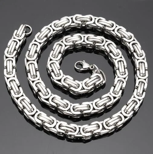 Fashion Cool Chunky 8mm/12mm/15mm 316L Stainless steel Byzantine Link Chain Necklace Men Jewelry 24'' Heavy Huge Silver