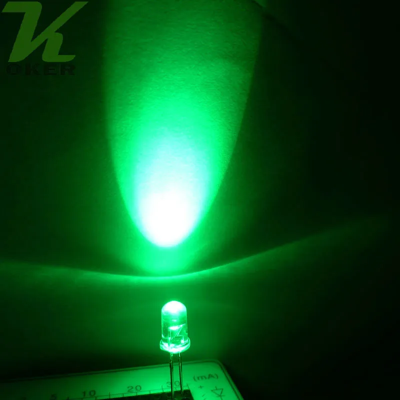 1000 st 5 mm jadegrön Runt vatten Klart LED-ljusdiod Ultra Bright Bead Plug-in DIY Kit Öva vidvinkel