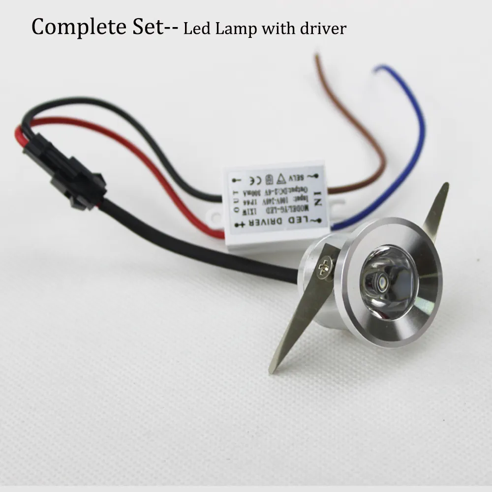 Silver / black body Mini led cabinet light 1w Mini led spot downlight AC85-265V recessed display counter ceiling lamp