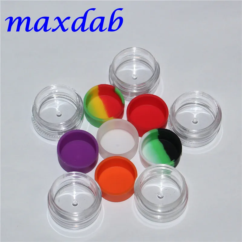 Nouveaux contenants de cire acrylique de 3 ml pot de silicone contenants de cire dab pot de silicone dab contenants d'huile en verre avec le gratuit