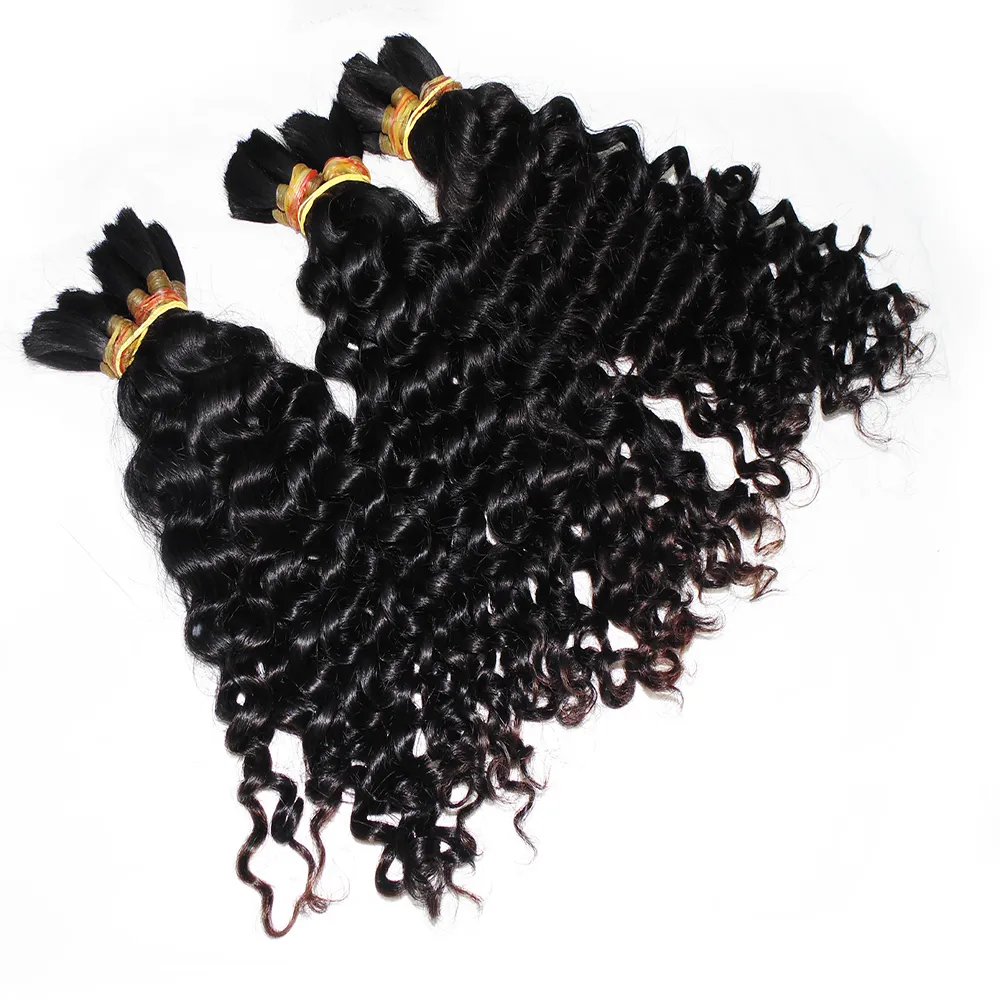 Factory Direct Loose Deep Wave Bulk Hair 3 BundlesWeave Good Hair Braid Peruvian Human Hair