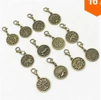 /100pcs Antique Bronze Zodiac Charms twelve Constellations Metal sign pendant 24x40mm