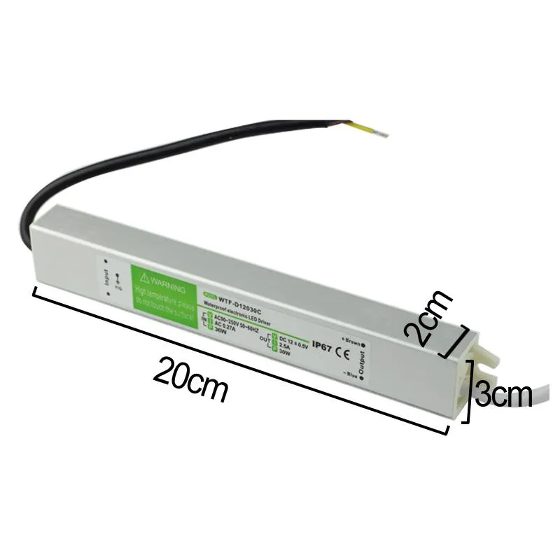 DHL AC 110-240V to DC 12V 15W - 200W Waterproof IP67 Electronic Driver Outdoor Power Supply Led Strips Transformer Adapter Underwater Lights