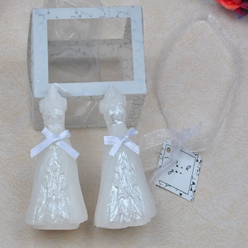 New White Bridal Wedding Dress Shape Candle Bougie Wedding Party Decor Candle