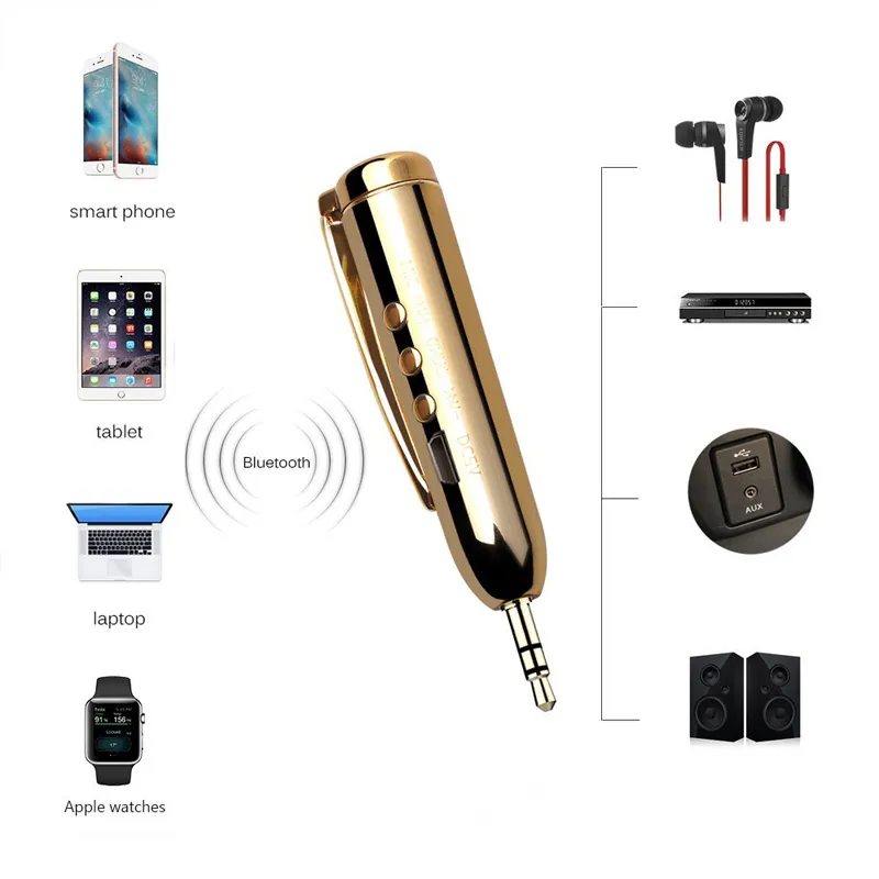 아이폰 X XS 최대 무선 블루투스 오디오 AUX 수신기 어댑터 펜 3.5mm 잭 미니 자동차 키트와 핸즈프리 클립 - 삼성 S9