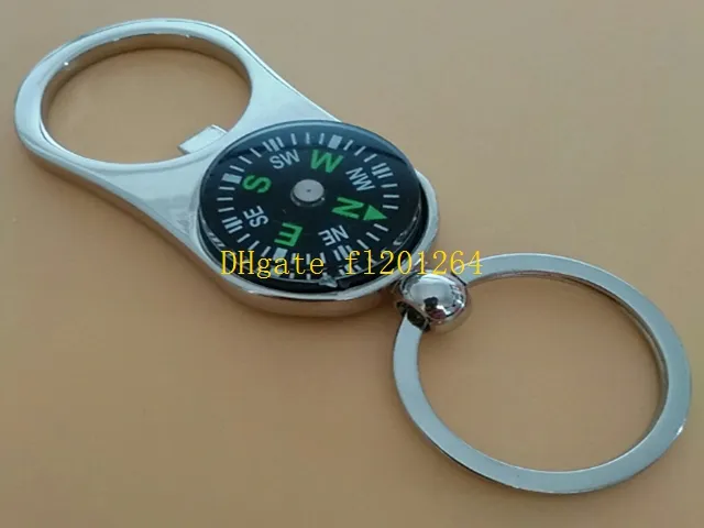 100st / lot DHL FedEx Gratis frakt Multifunktion Key Chain Metal Compass Bottle Opener Keychain Gifts Key Ring