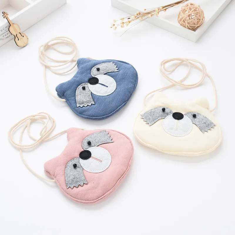 Mignon Corée Style Little Owl Head Enfants Sac 3 Couleurs Coton Enfants Messager Sac De Bande Dessinée Enfants Messager Portefeuille Lovely Exchange Sac À Main